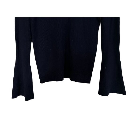 Moth By Anthropology Knitted Turtleneck Flared Sleeves Ribbed Navy Blue - XSmall - Picture 2 of 7